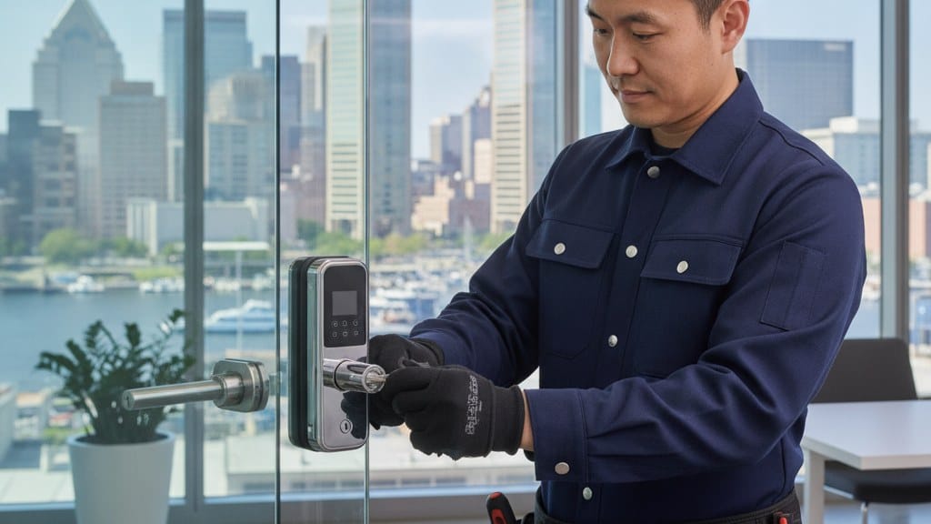 How do I handle a commercial door lock change?